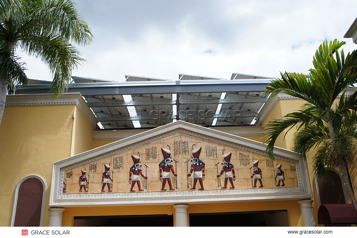 Grace Solar KNT Bracket installed on Brazilian flat roof during storm simulation